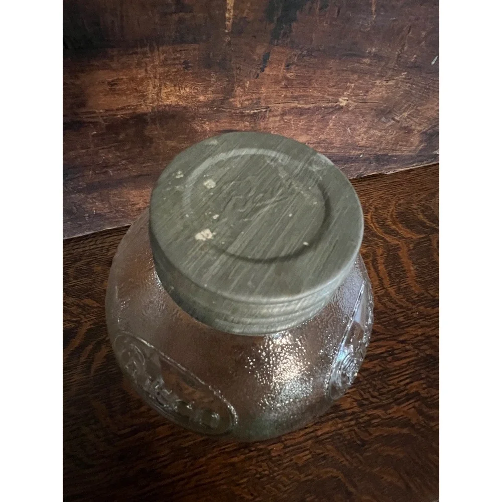 Vintage Crisco Ball Glass Jar with Zinc Lid and Milk Glass Liner Embossed 6 inch